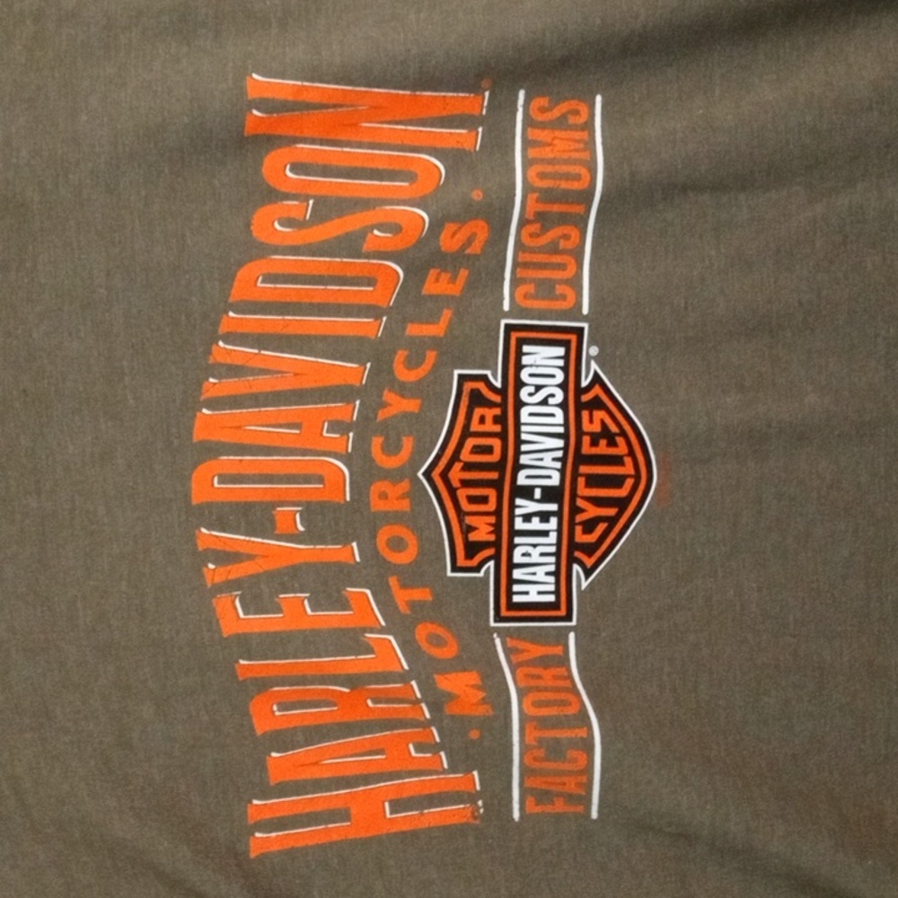 Harley-Davidson OD Green Long Sleeve Factory Customs Tee Men's Medium